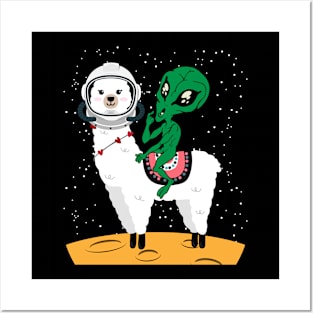 Llama Alien - Funny Animal Pun Joke Lover Spacecraft Lover Posters and Art